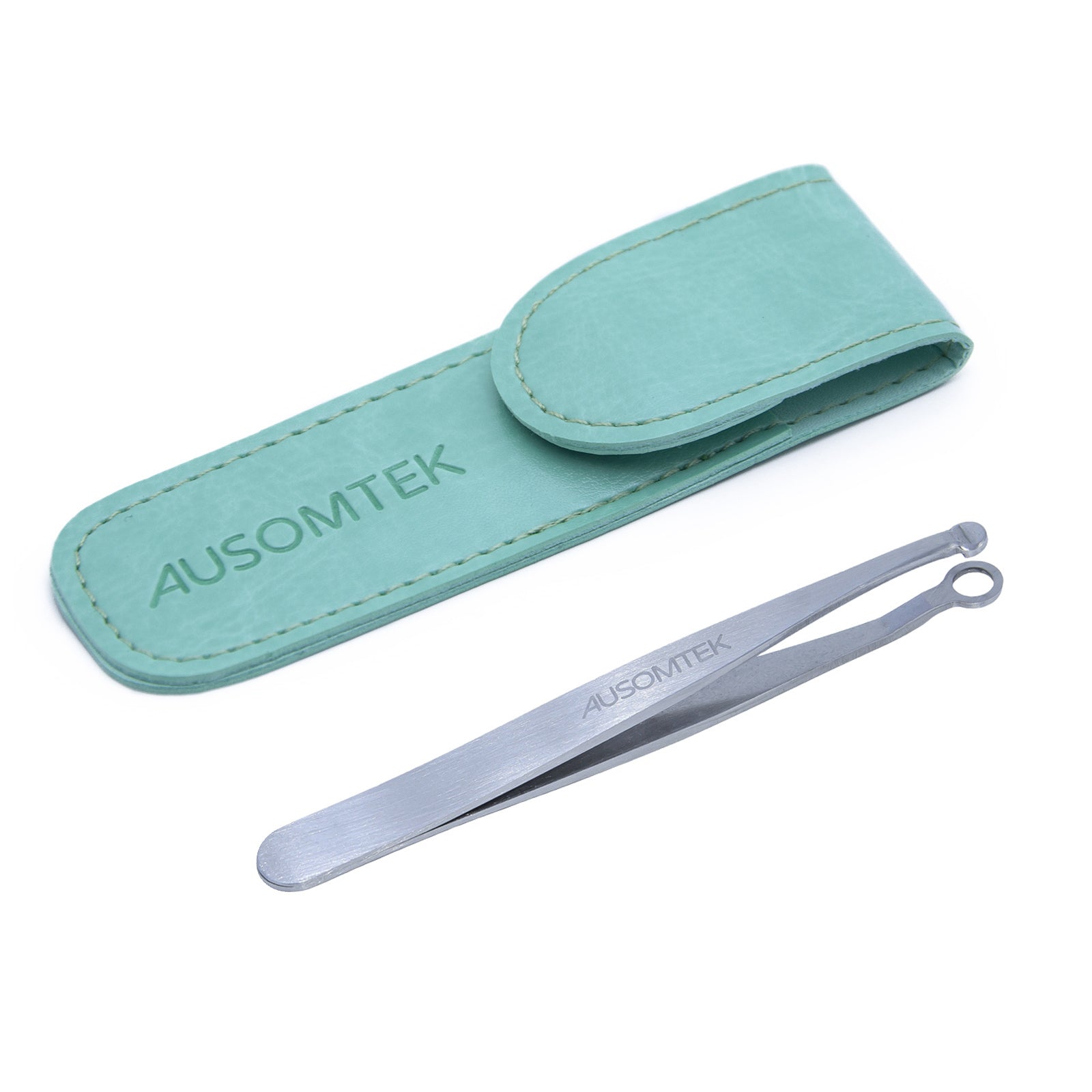 96mm Nose Hair Trimming Tweezers - Cyan PU Case