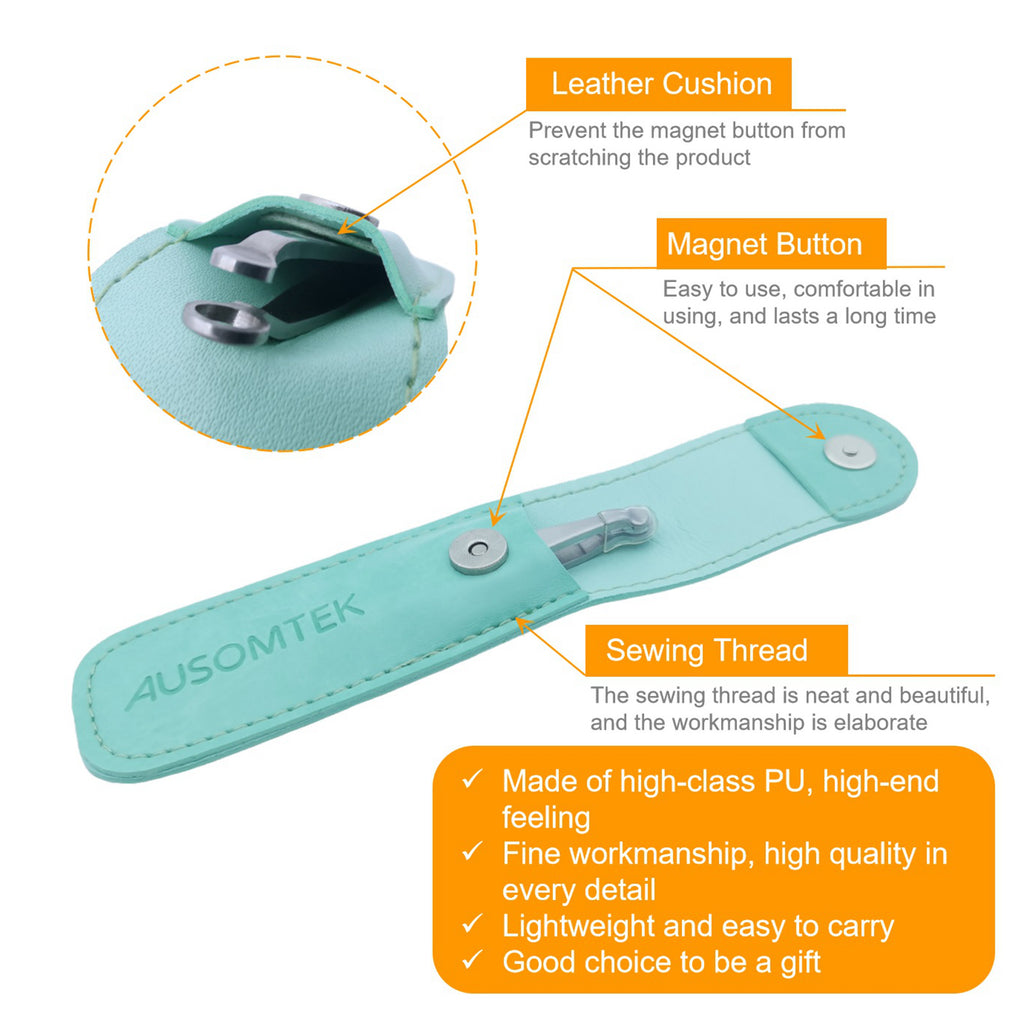 96mm Nose Hair Trimming Tweezers - Cyan PU Case