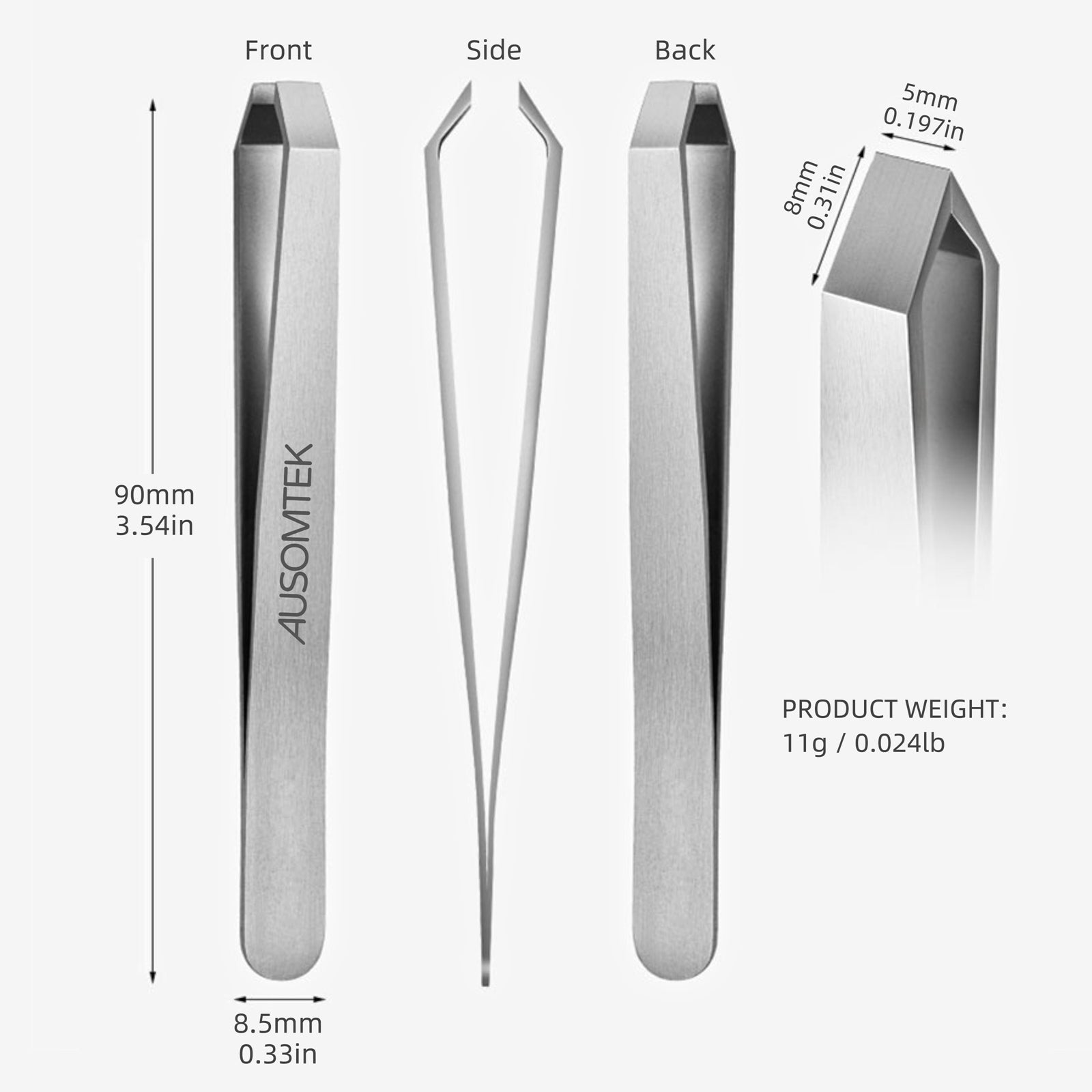 5mm Beard Tweezers - Clear Box