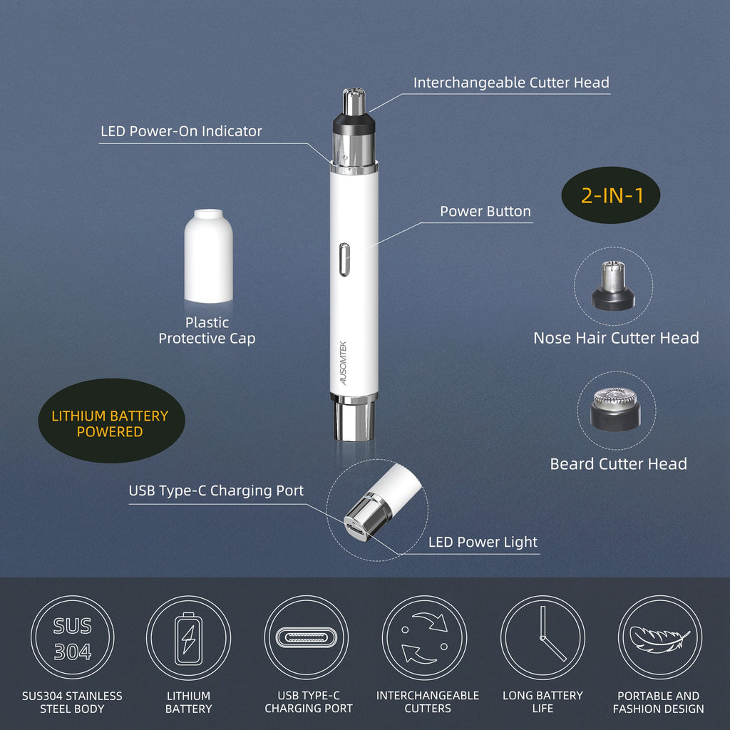 2-in-1 Electric Nose Hair Trimmer
