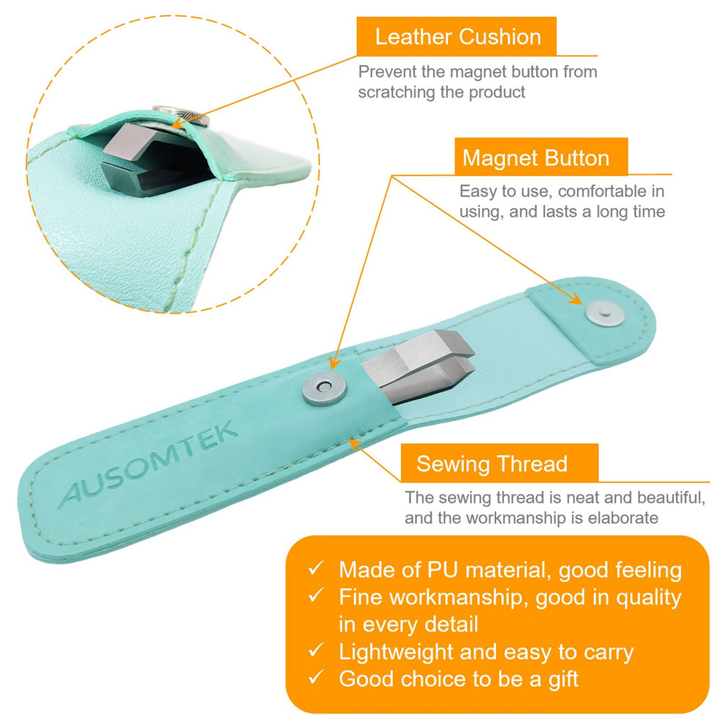 10mm Beard Tweezers with Anti-Slip Slot  - Cyan PU Case