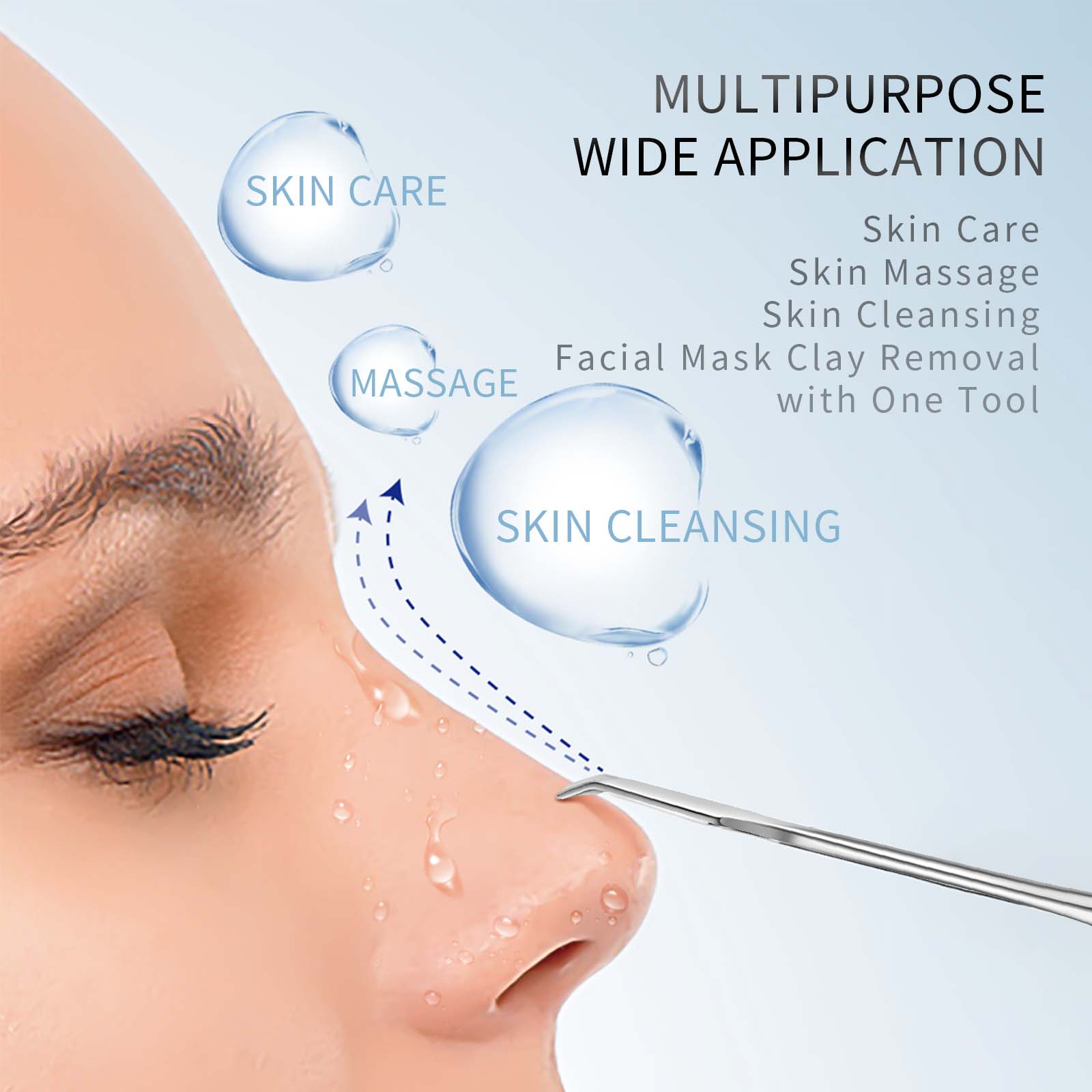 Dual-Ended Blackhead Spatula - Cyan PU Case