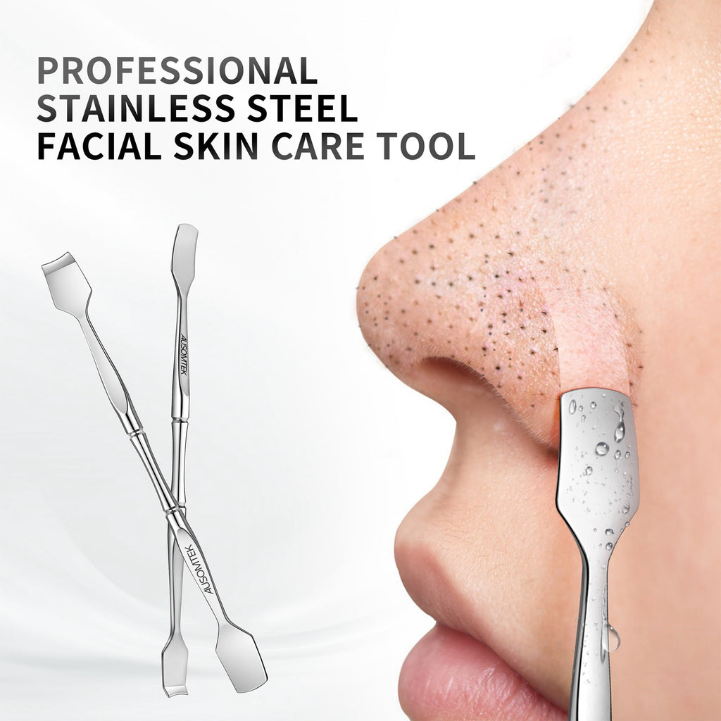 Dual-Ended Blackhead Spatula - Cyan PU Case
