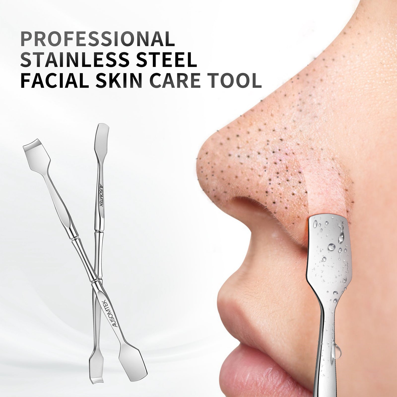 Dual-Ended Blackhead Spatula - Cyan PU Case