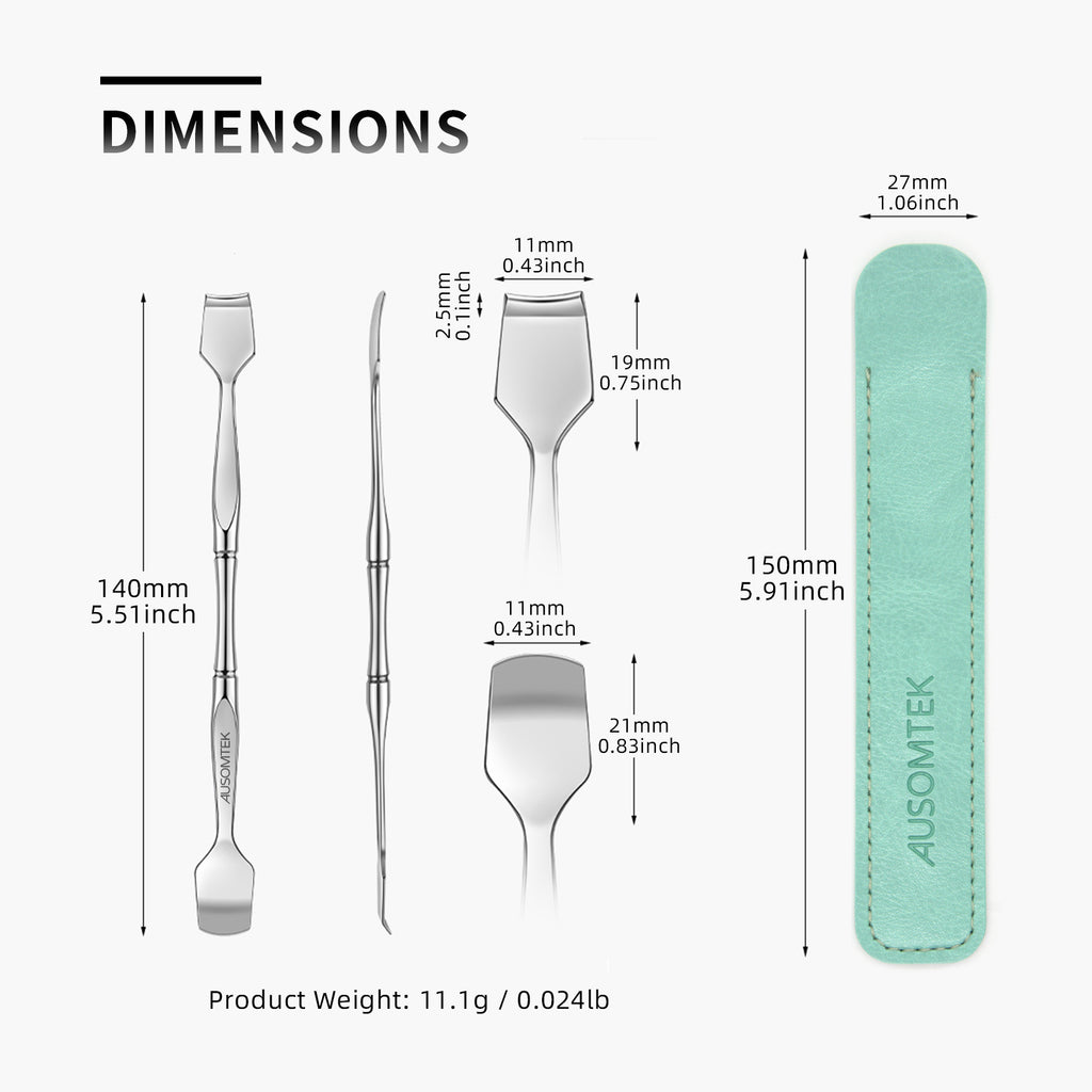 Dual-Ended Blackhead Spatula - Cyan PU Case