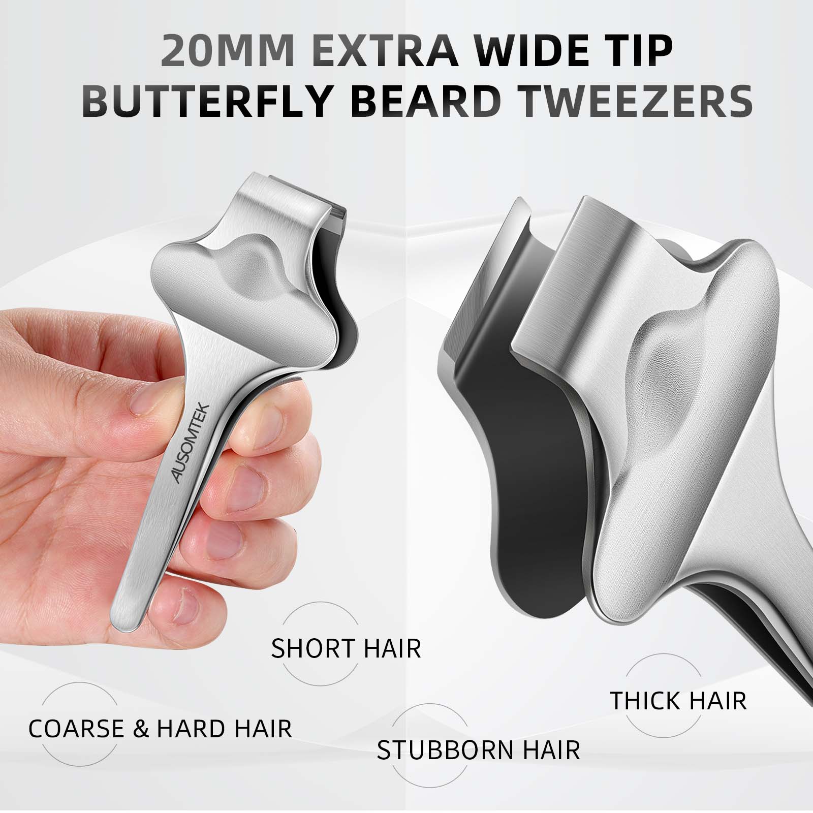 20mm Butterfly Beard Tweezers - Brown PU Case